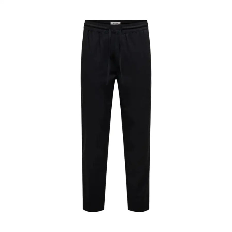 Pantalon de jogging en coton noir avec taille élastiquée à cordon et jambes fuselées de Only & Sons collection de pantalons pour hommes