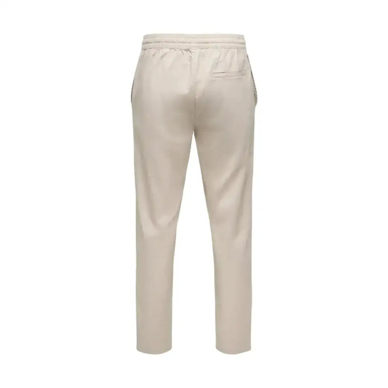Beige only & sons Pantalon pour homme avec taille élastiquée à cordon et fines bandes latérales pour vêtements de sport