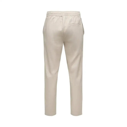 Beige only & sons Pantalon pour homme avec taille élastiquée à cordon et fines bandes latérales pour vêtements de sport