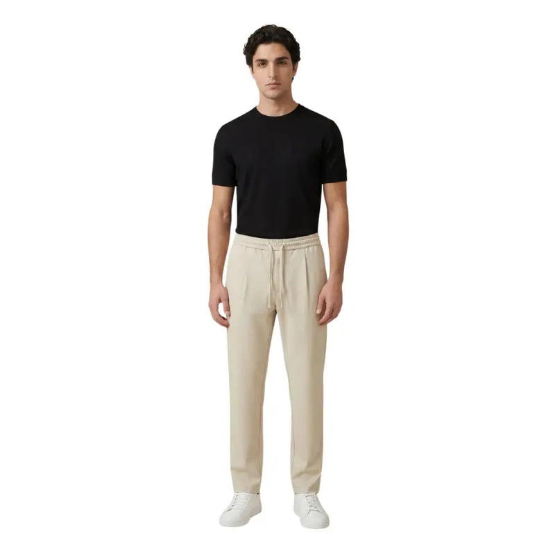 Pantalon plissé beige pour homme par Only Pantalons avec ceinture élastique à cordon de serrage pour un confort optimal