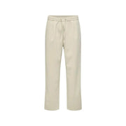 Pantalon droit couleur crème avec taille élastiquée à cordon de serrage par only et des fils pour les hommes