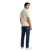 Only and Sons men white cotton polo short sleeve shirt in cream ribbed knit with classic collar