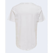 Only T-shirt blanc en coton pour homme, manches courtes, col rond et ourlet légèrement arrondi.