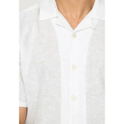 Only Chemise de villégiature blanche en lin mélangé pour homme, manches courtes, col classique et boutons assortis.