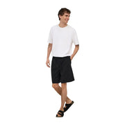 Only & Sons Short ONSWILL pour homme en coton noir avec taille élastiquée à cordon, vue de face