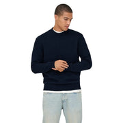 Only & Sons Pull James pour homme, bleu marine, poignets et ourlet côtelés, vue de face