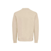 Only Pull James pour homme, en maille beige avec poignets et ourlet côtelés, vue de face
