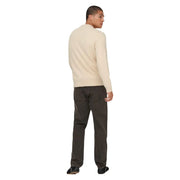 Only Pull James pour homme, couleur crème, col rond et poignets côtelés, vue de face