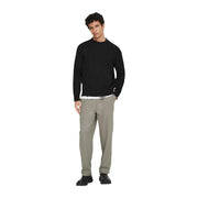 Only Pull Sons Tune pour homme en maille côtelée noire avec ourlet effiloché, vue de face