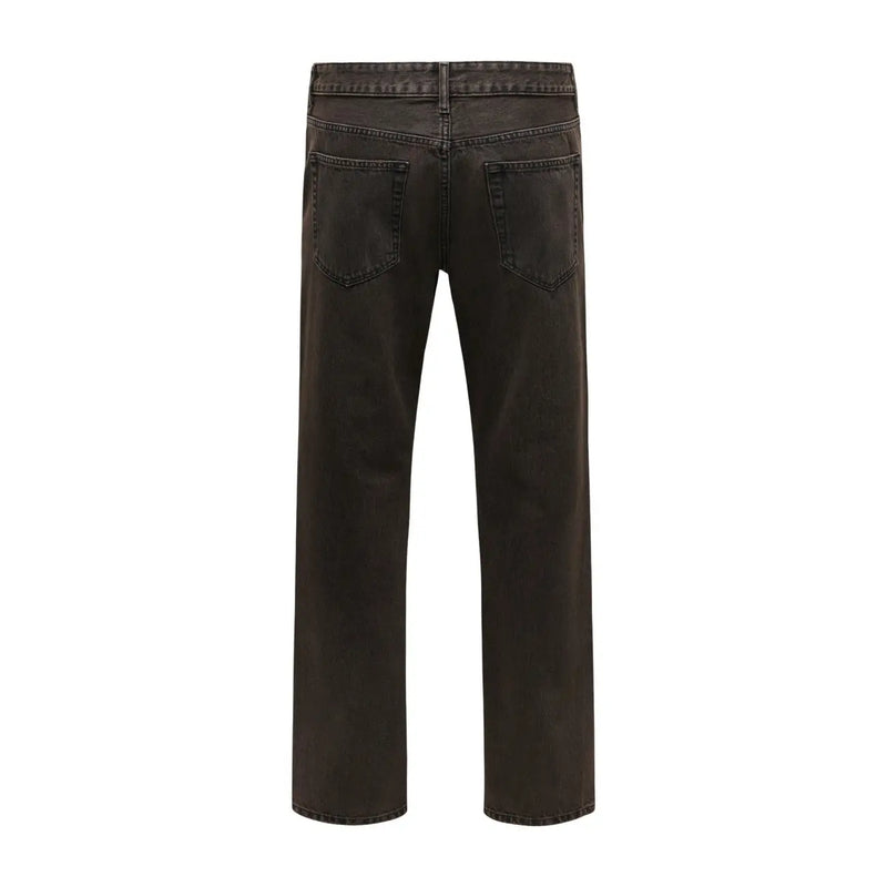 Only Jean droit pour femme en denim brut, coupe droite et poches arrière classiques (vue de dos)