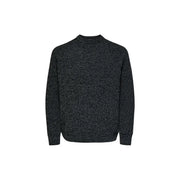 Only Pull en maille noire pour femme, col rond et poignets côtelés, vue de face