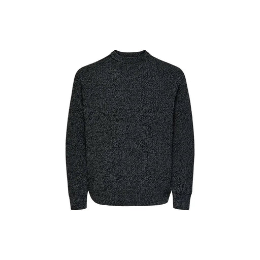 Only Pull en maille noire pour femme, col rond et poignets côtelés, vue de face