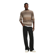 Only Pull ONSMRK GRADIANT pour homme en maille beige et marron avec col rond côtelé, vue de face