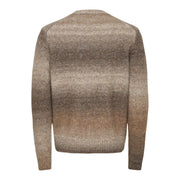 Only Pull ONSMRK GRADIANT pour femme, en maille dégradée marron, ourlet et poignets côtelés, vue de face