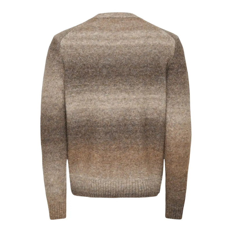 Only Pull ONSMRK GRADIANT pour femme, en maille dégradée marron, ourlet et poignets côtelés, vue de face