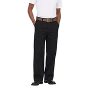 Only Jean Remi à jambes larges pour femme, noir avec ceinture marron, porté avec du blanc t-shirt, vue de face