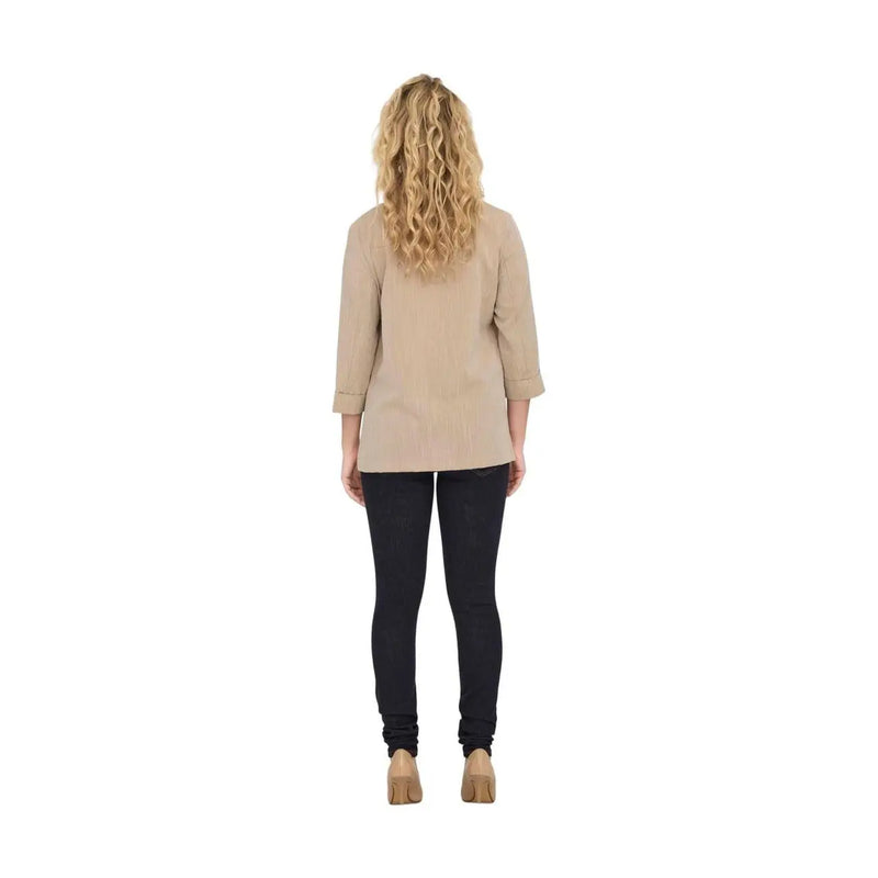 Only women beige blazer with three quarter sleeves, relaxed fit, rolled cuffs, made of viscose blend fabric