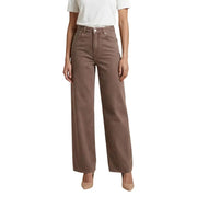 Only Jean beige en coton marron taille haute à jambes larges pour femme, vue de dos