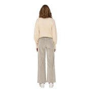 Only Pantalon large en velours côtelé beige pour femme, coupe classique, taille 28, vu de dos avec poches apparentes