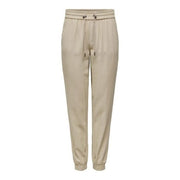 Pantalon de jogging beige en viscose pour femme avec taille élastiquée à cordon et chevilles élastiques de Only collection printemps-été