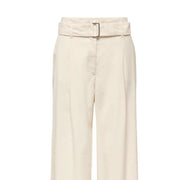 couleur crème only Pantalon large en viscose pour femme, avec ceinture assortie et design minimaliste et élégant