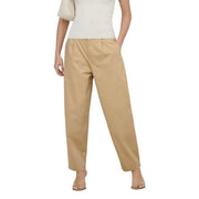 Only Pantalon chino noir en coton beige à plis, taille 36, coupe ample et décontractée, avec des lignes structurées.