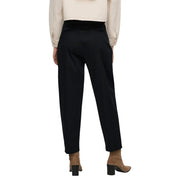 Vue arrière de only Pantalon chino noir en coton pour femme, taille 36, coupe droite, avec taille haute et plis discrets.