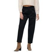 Only Pantalon chino noir taille haute pour femme, en coton, taille 36, coupe droite élégante.