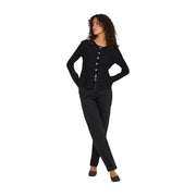 Only Cardigan noir pour femme, manches longues, coupe cintrée, basque discrète, maille viscose et nylon, vue de face