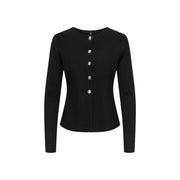 Blazer noir à manches longues pour femme, orné de boutons argentés, en maille de nylon viscose. Only Femmes