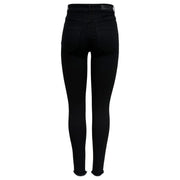 Only Jean skinny noir taille haute en coton pour femme avec ourlet effiloché et only étiquette de marque à la ceinture