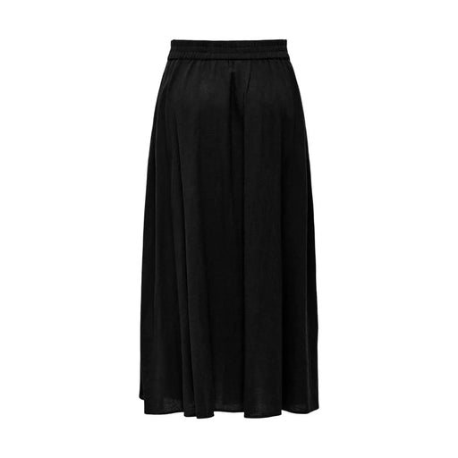 Jupe midi en satin noir avec taille haute élastiquée et plis verticaux discrets de Only vêtements d'été décontractés pour femmes