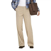 Pantalon chino beige à jambes droites et à la coupe ajustée et soignée, associé à only Pantalon noir en coton pour femme, poches zippées et crochetées, taille 30
