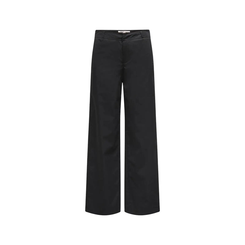Pantalon noir en coton à jambes larges avec poches zippées à crochet de Only Femme avec un design minimaliste et élégant, taille 30