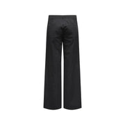 Only Pantalon noir en coton pour femme, jambes larges, poches zippées et crochet, détails de couture discrets, taille 30
