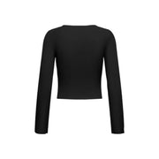 Only pull court noir en viscose à manches longues top avec une coupe simple et ajustée et un style de pull à col rond