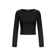 Noir only pull court en viscose pour femme top avec des manches longues, un col rond et une silhouette ajustée