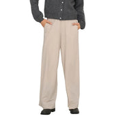 Only Pantalon en dentelle noire pour femme, confectionné dans un mélange de viscose et de nylon beige à jambes larges et au tissu lisse et léger, au design minimaliste.