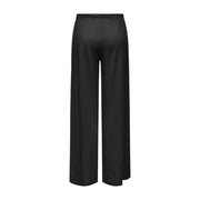 Only Pantalon en dentelle noire pour femme, confectionné dans un mélange de viscose et de nylon, avec jambes larges en satin et taille élastiquée.