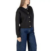 Black long buttoned cardigan with silver buttons from Only Women