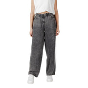 Only Jean noir en lyocell pour femme, jambes larges, finition denim gris délavé