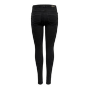 Only Jean skinny noir en coton biologique pour femme, coupe ajustée et détails de coutures discrets.