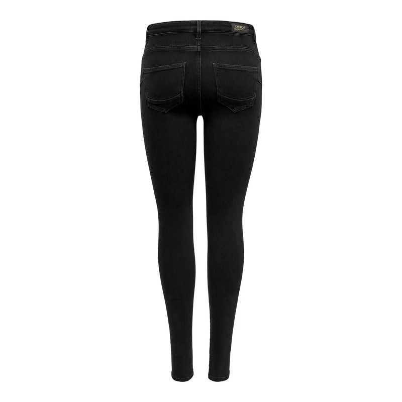 Only Jean skinny noir en coton biologique pour femme, coupe ajustée et détails de coutures discrets.