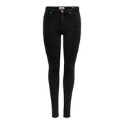 Only Jean skinny taille haute en coton biologique noir pour femme, coupe ajustée et détails de coutures discrets.
