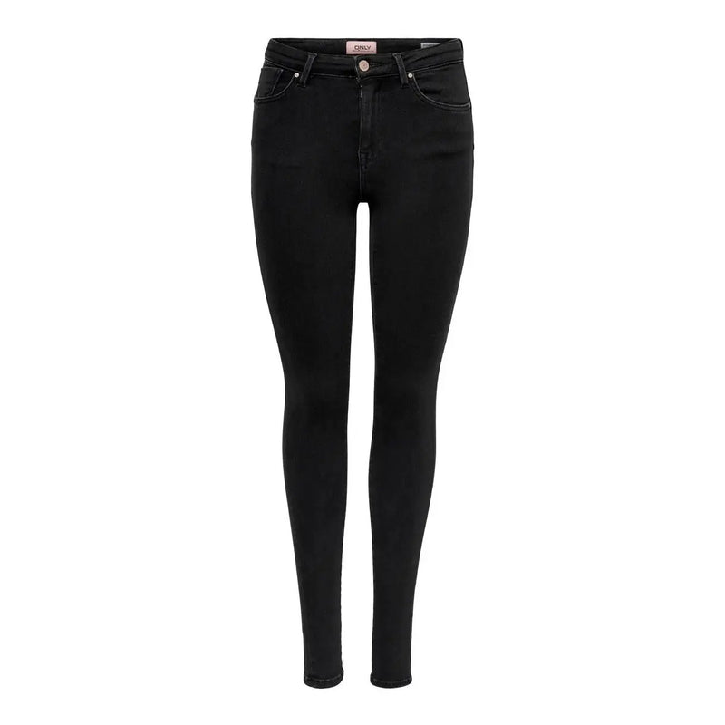 Only Jean skinny taille haute en coton biologique noir pour femme, coupe ajustée et détails de coutures discrets.