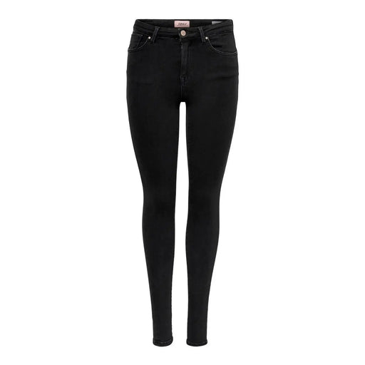 Only Jean skinny taille haute en coton biologique noir pour femme, coupe ajustée et détails de coutures discrets.
