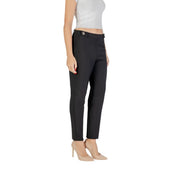 Only Pantalon tailleur noir en polyester pour femme, coupe droite élégante et bouton métallique rond, édition automne-hiver