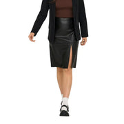 Jupe crayon en similicuir noir avec fente sur le devant Only jupe zippée pour femme