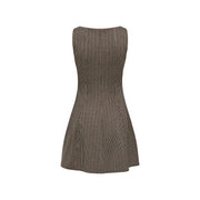 A sleeveless fitted polyester dress in brown and black houndstooth pattern by Only Women in size S L