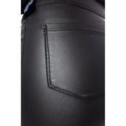 verso de only Jean noir stretch pour femme, mélange de viscose, avec surpiqûres et finitions en similicuir noir brillant.